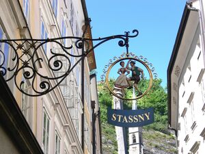 Salzburg Getreidegasse Schild Stassny.jpg