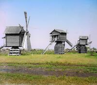Windmolens in westelijk Siberië (circa 1910).