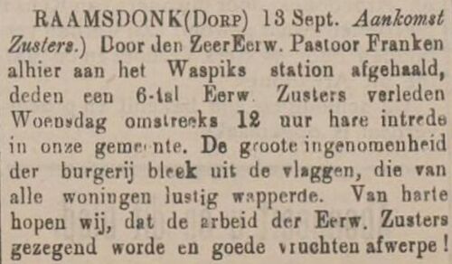 Echo van het Zuiden - 15 september 1907 - Aankomst zes zusters