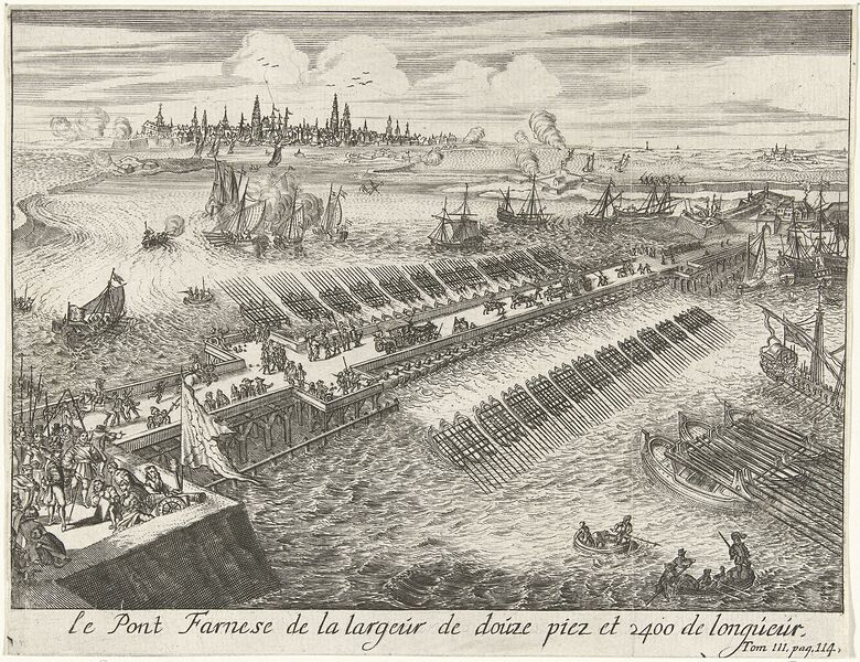 Bestand:Parma's brug, Antwerpen 1585.jpg